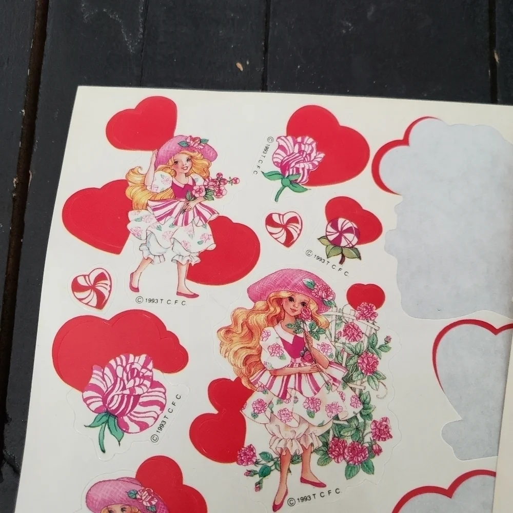 Peppermint Rose Vintage 1993 Stickers Valentine's Hearts Blonde Striped Bundle